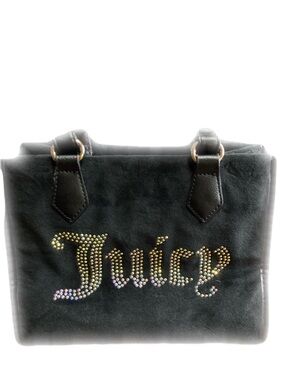 Juicy Couture Rhinestone Logo Tote Licorice Black Plush Tote Bag NWOT